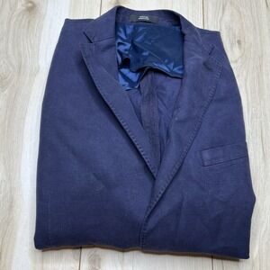 Nordstrom Men's Trim Fit Blazer 44R Navy Blue Cotton Blend Sports Coat Casual